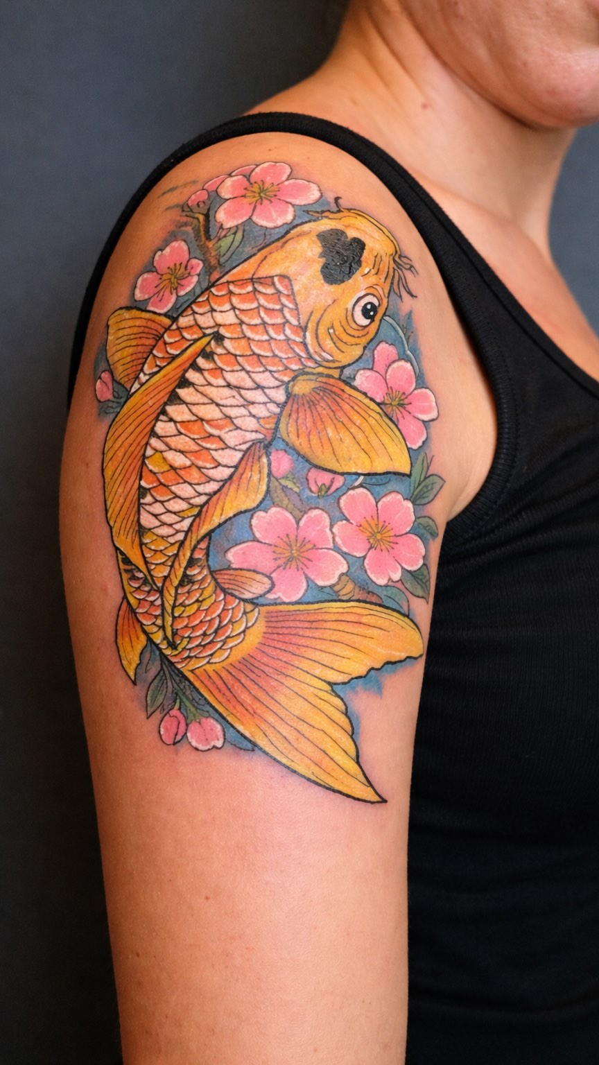Koi Balığı Yara İzi Kapatma Dövmesi | Güç ve Yeniden Doğuş Sembolü